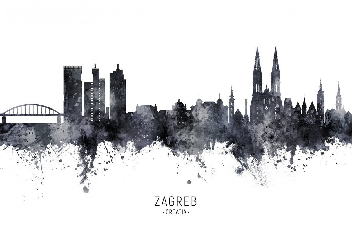 Zagreb Croatia Skyline Poster och Canvastavla