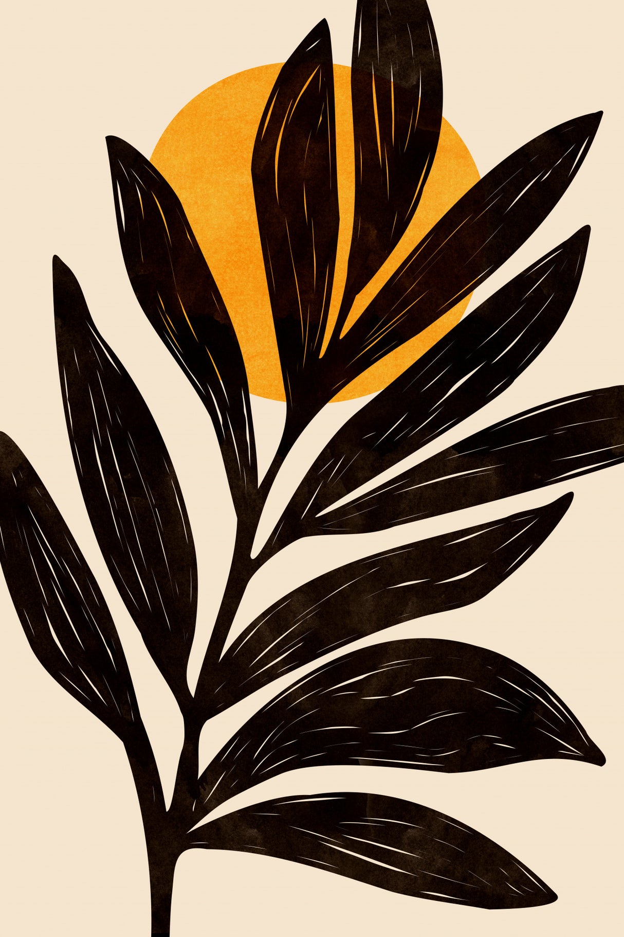 Black Botanical Sunshine Poster och Canvastavla