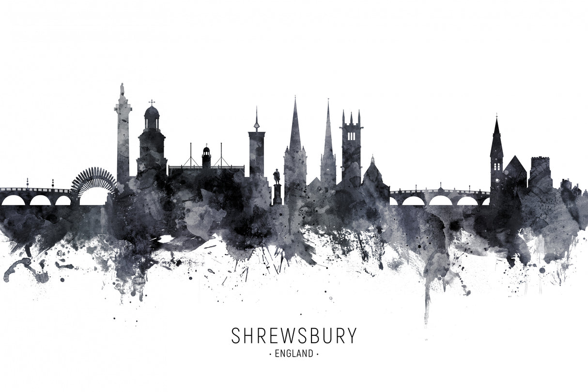 Shrewsbury England Skyline Poster och Canvastavla