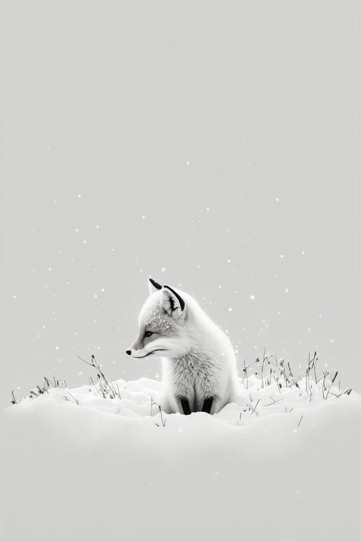 Snow Fox Poster och Canvastavla