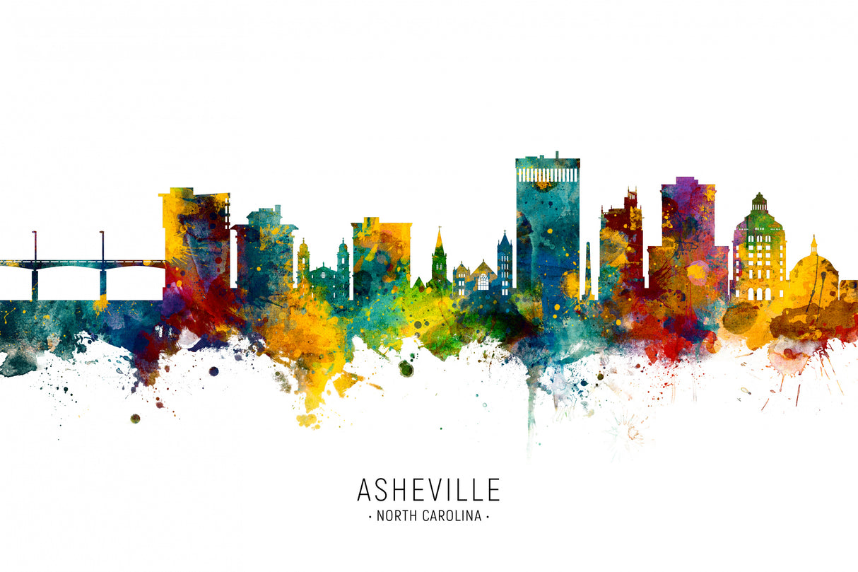 Asheville North Carolina Skyline Poster och Canvastavla
