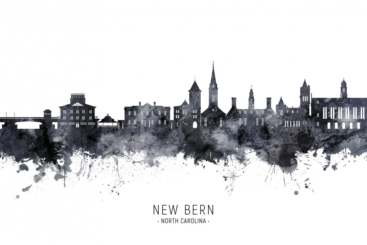 New Bern North Carolina Skyline Poster och Canvastavla