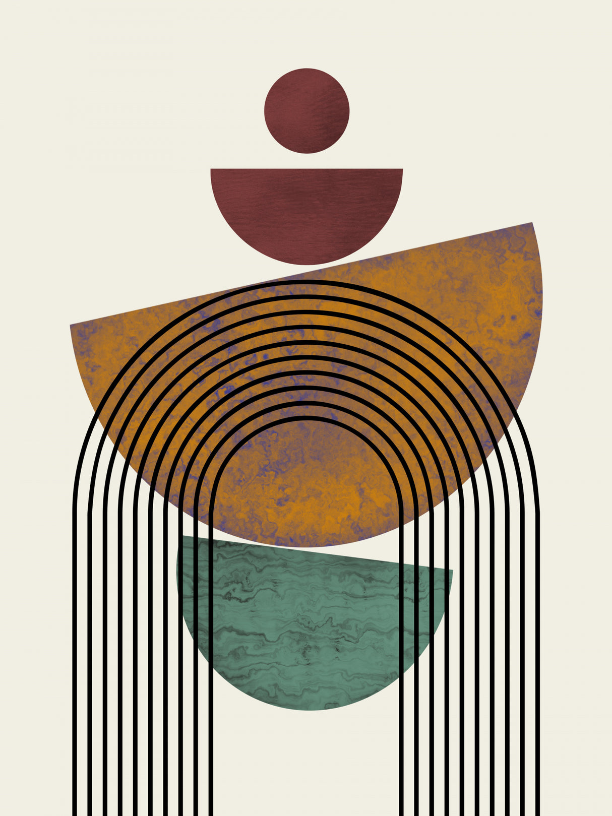 Textured Mid Century Composition Poster och Canvastavla