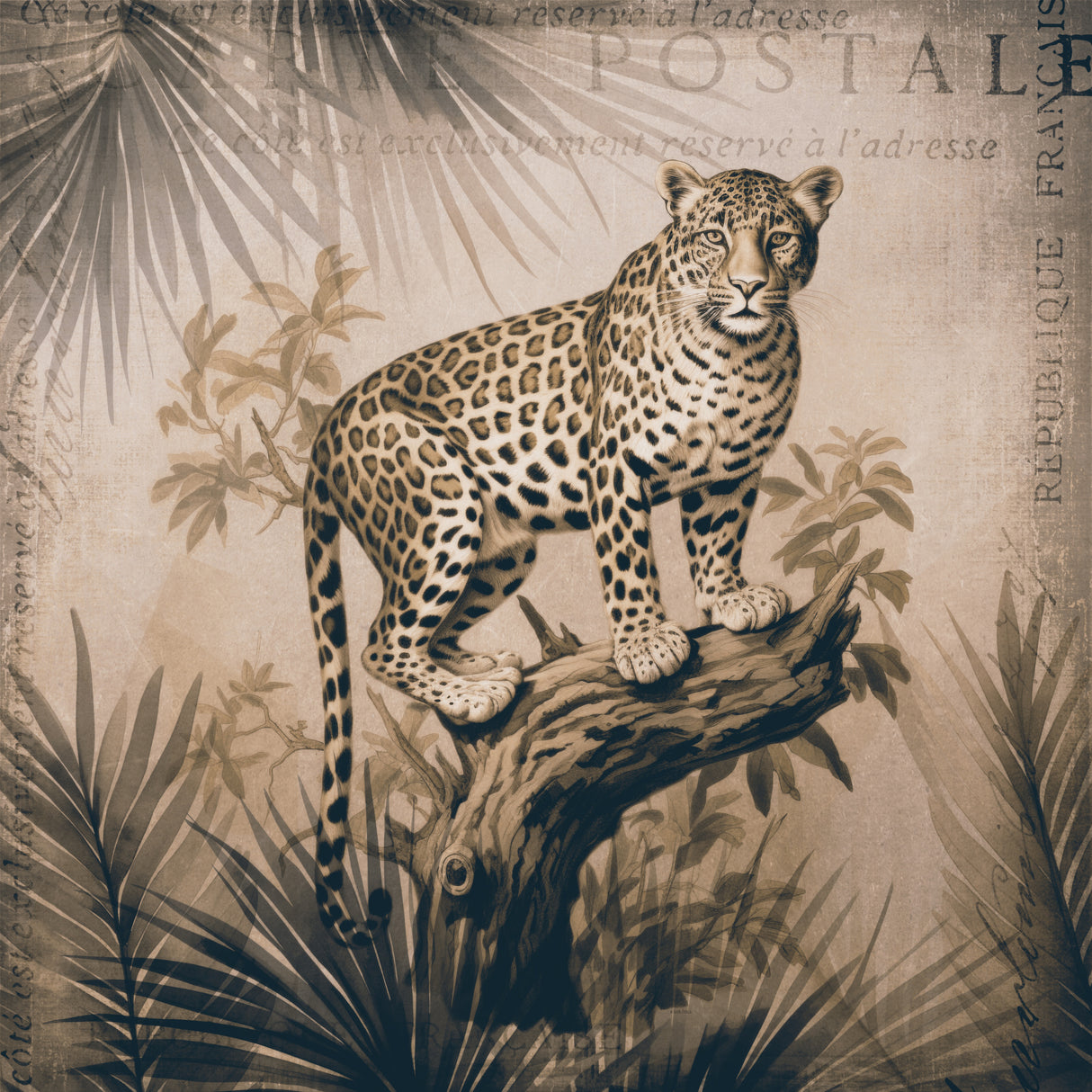 Cheetahs Exotic Jungle Monochrome Poster och Canvastavla