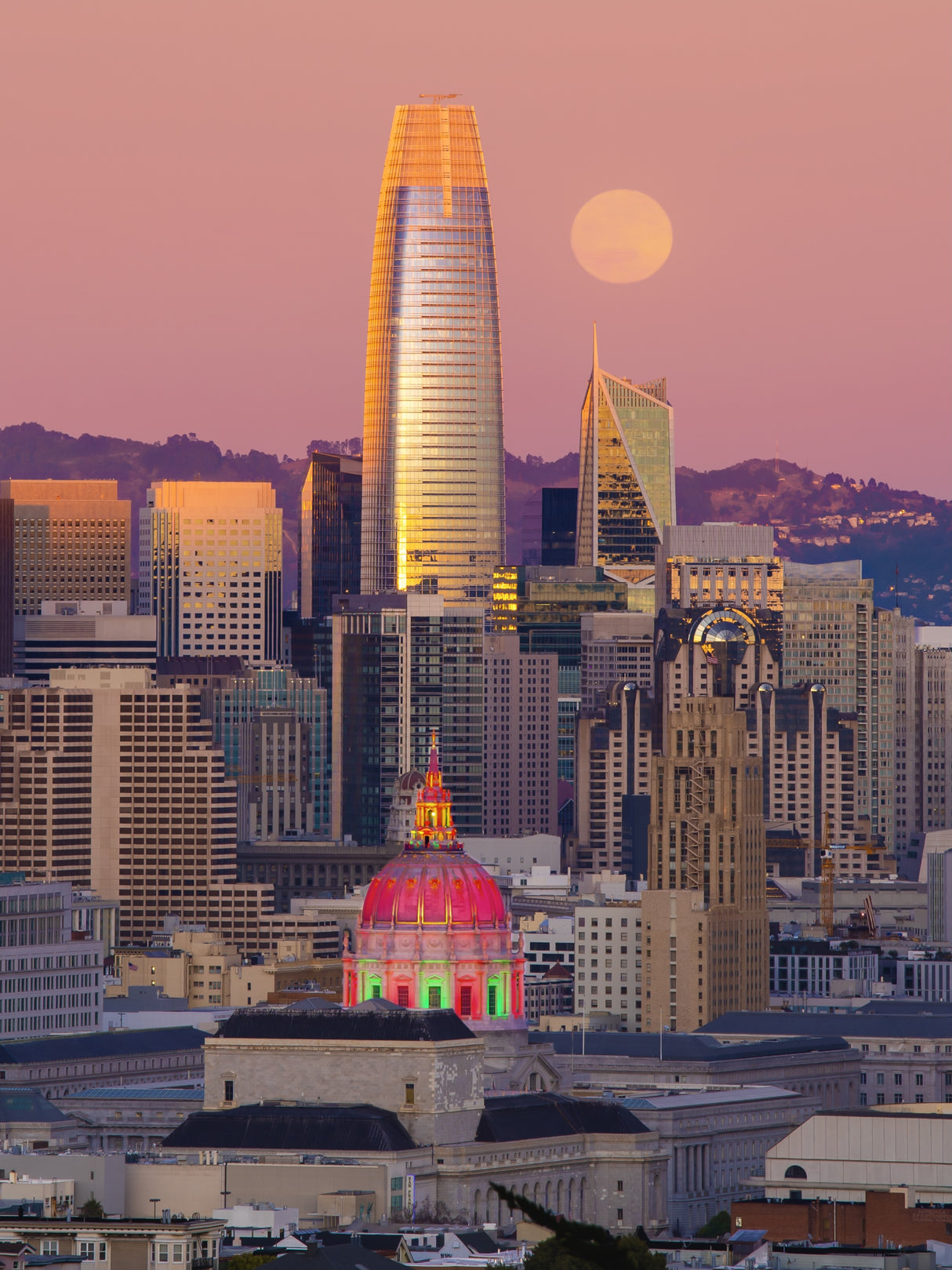 Full Moon And The City Poster och Canvastavla