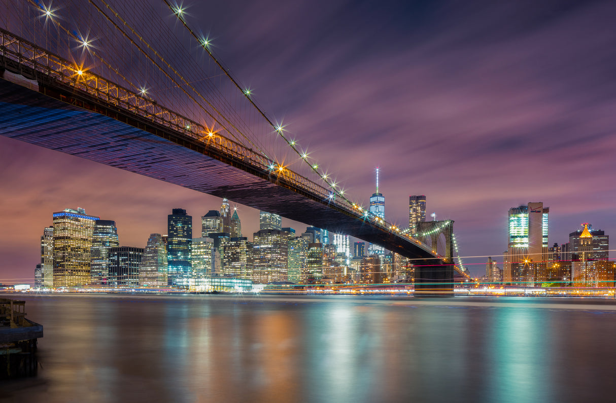 Brooklyn Bridge at Night Poster och Canvastavla