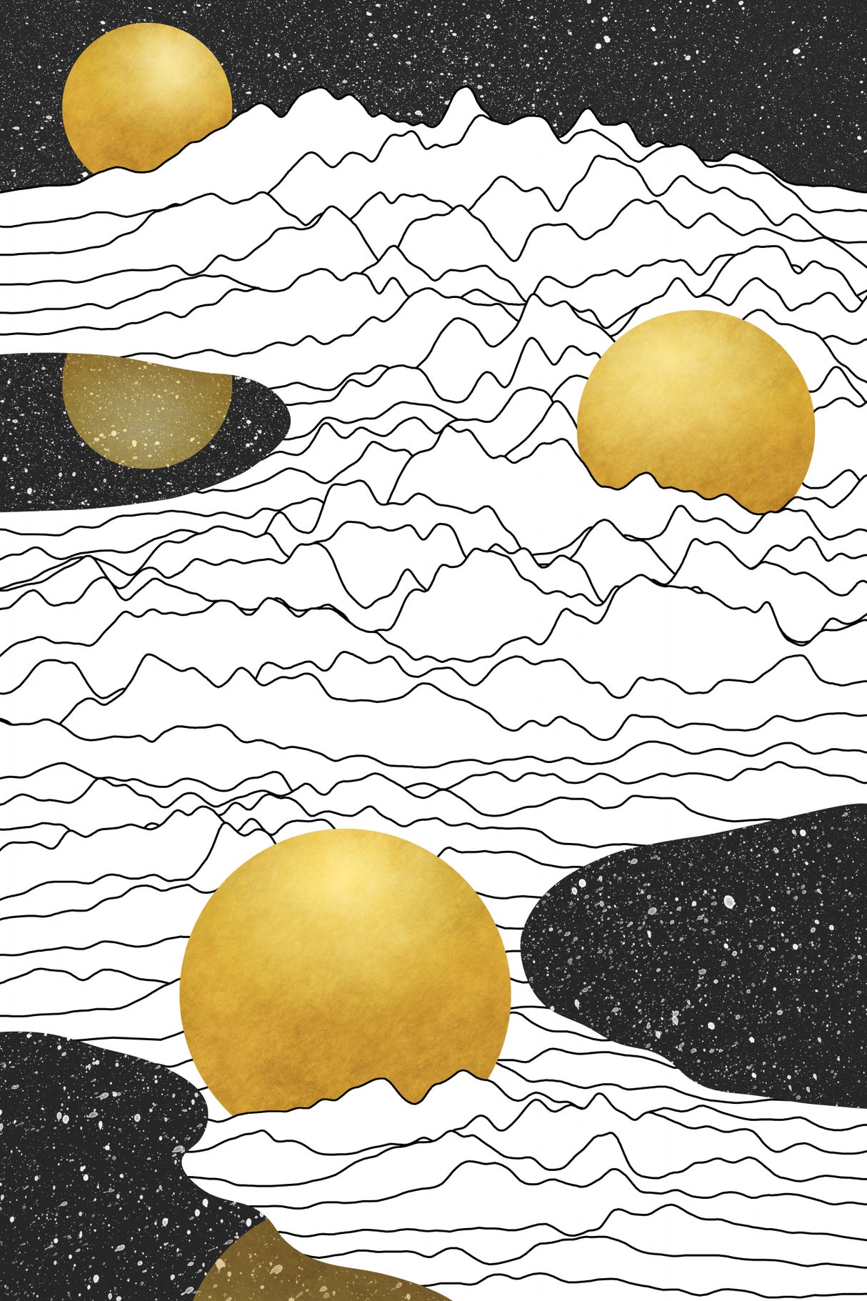 Mono Moonscape Poster och Canvastavla