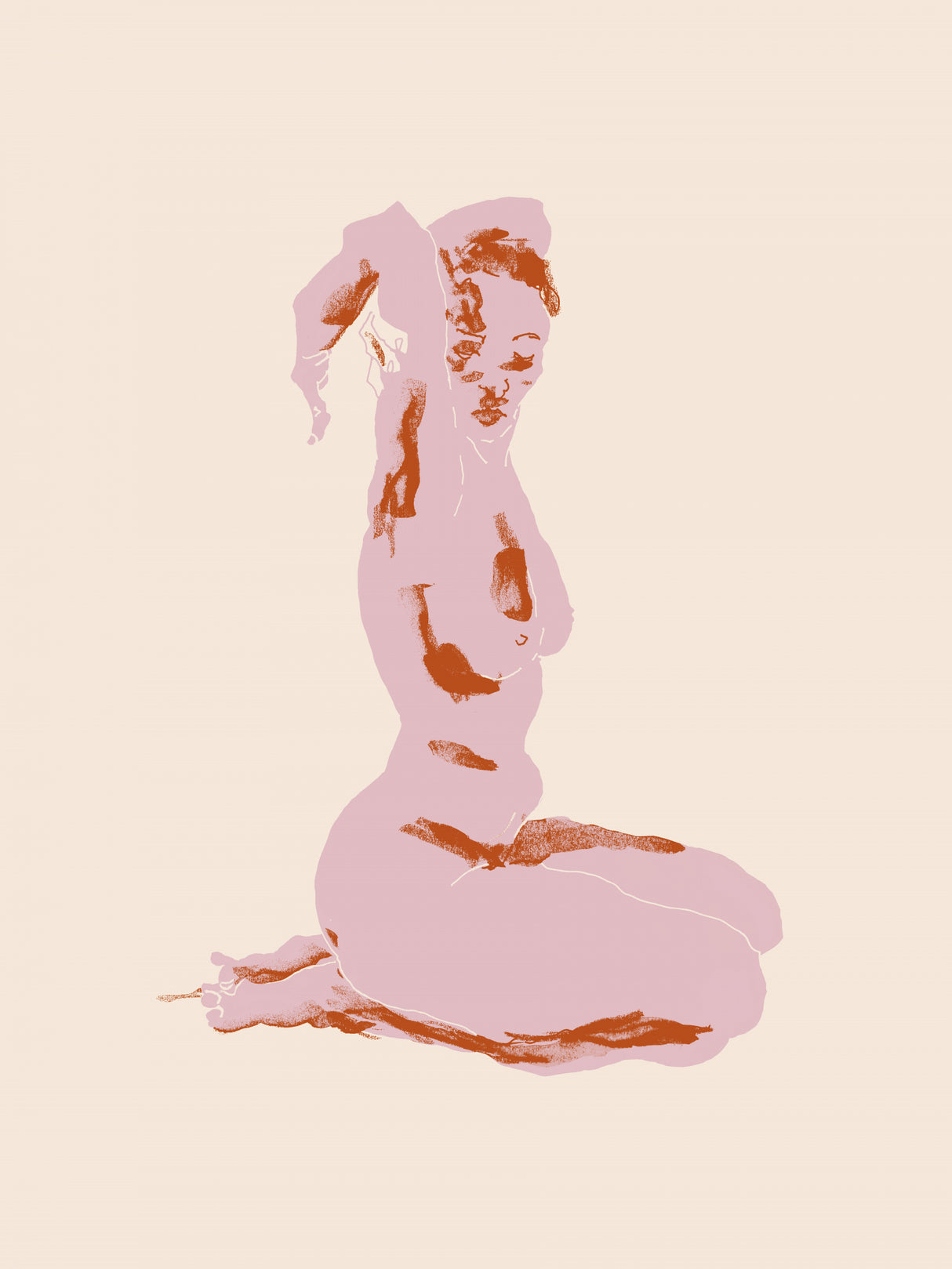 Nude, Arms Folded Over Her Head Poster och Canvastavla