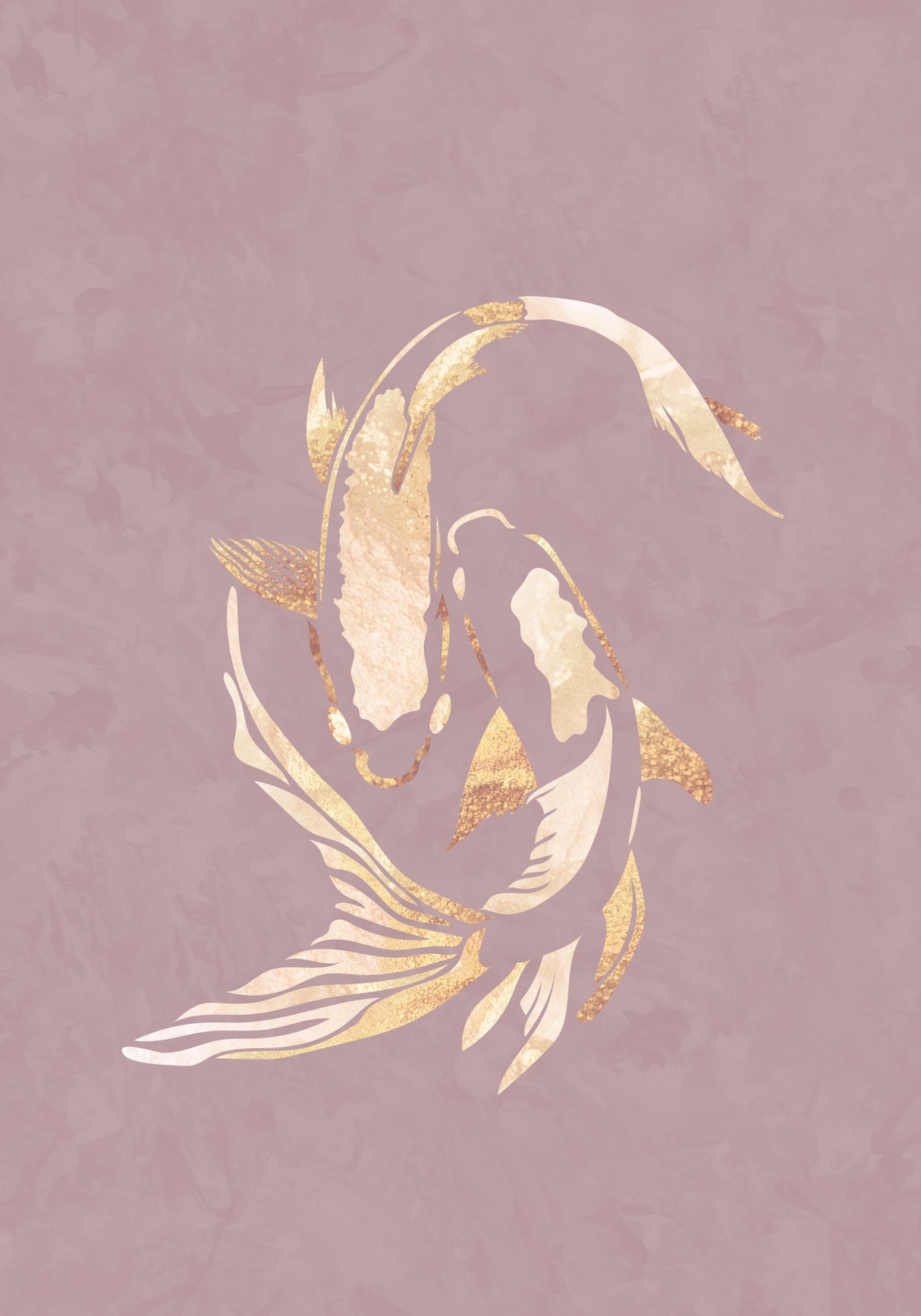 Pink gold koi fish 2 Poster och Canvastavla