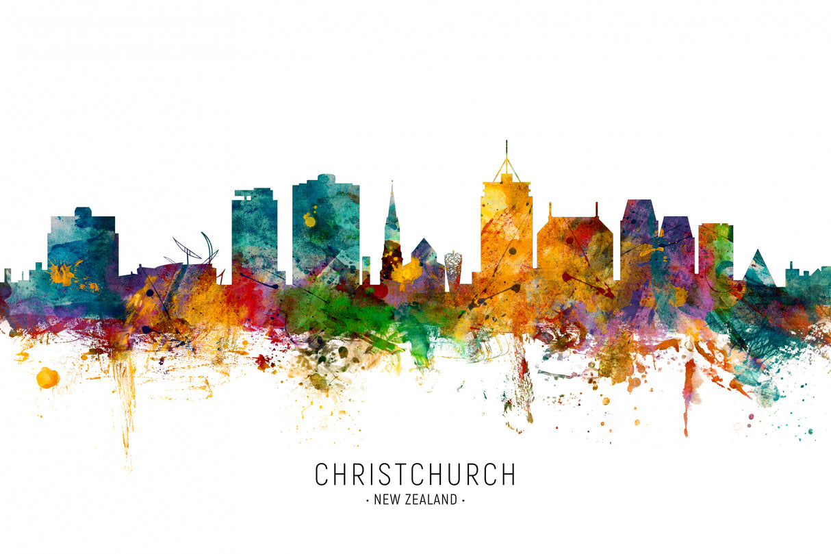Christchurch New Zealand Skyline Poster och Canvastavla