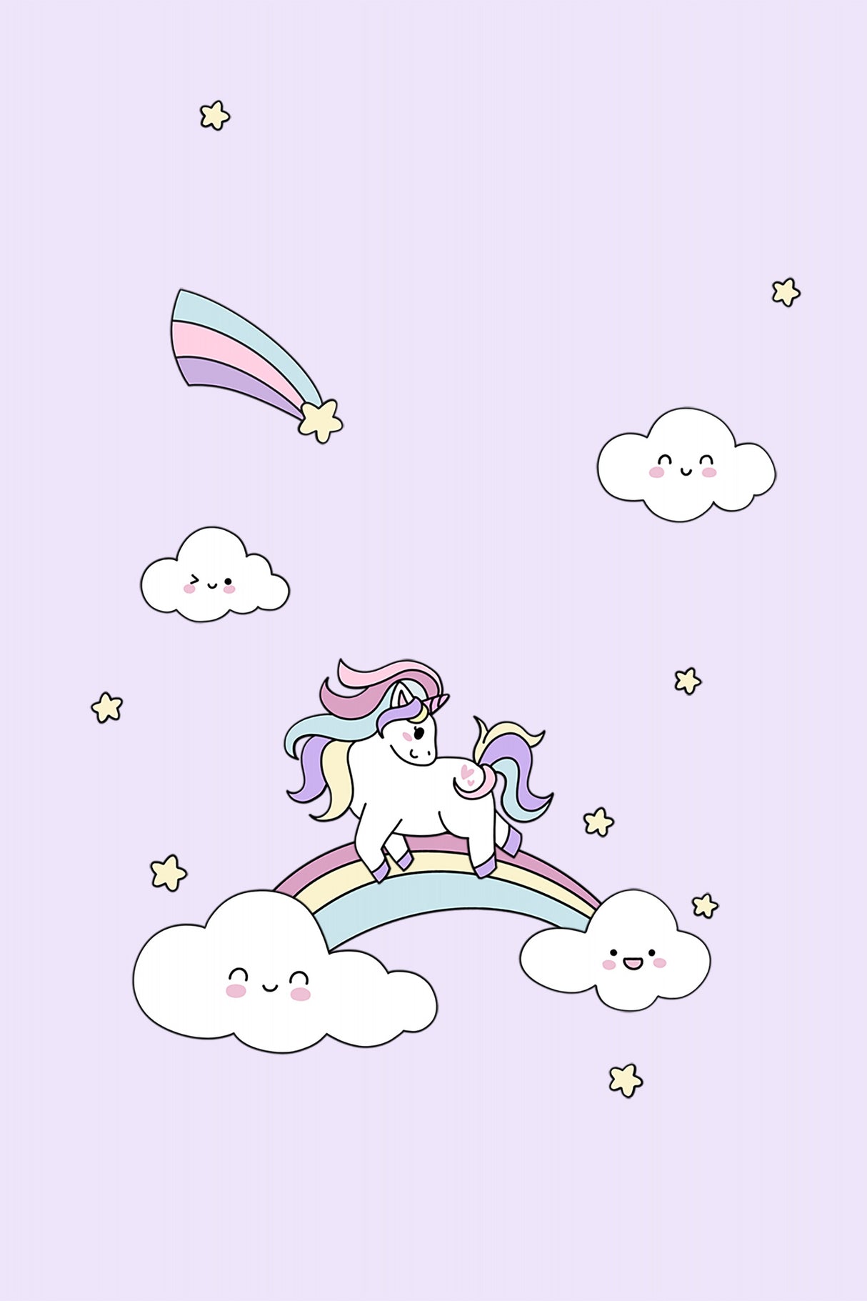 Kawaii Unicorn Poster och Canvastavla