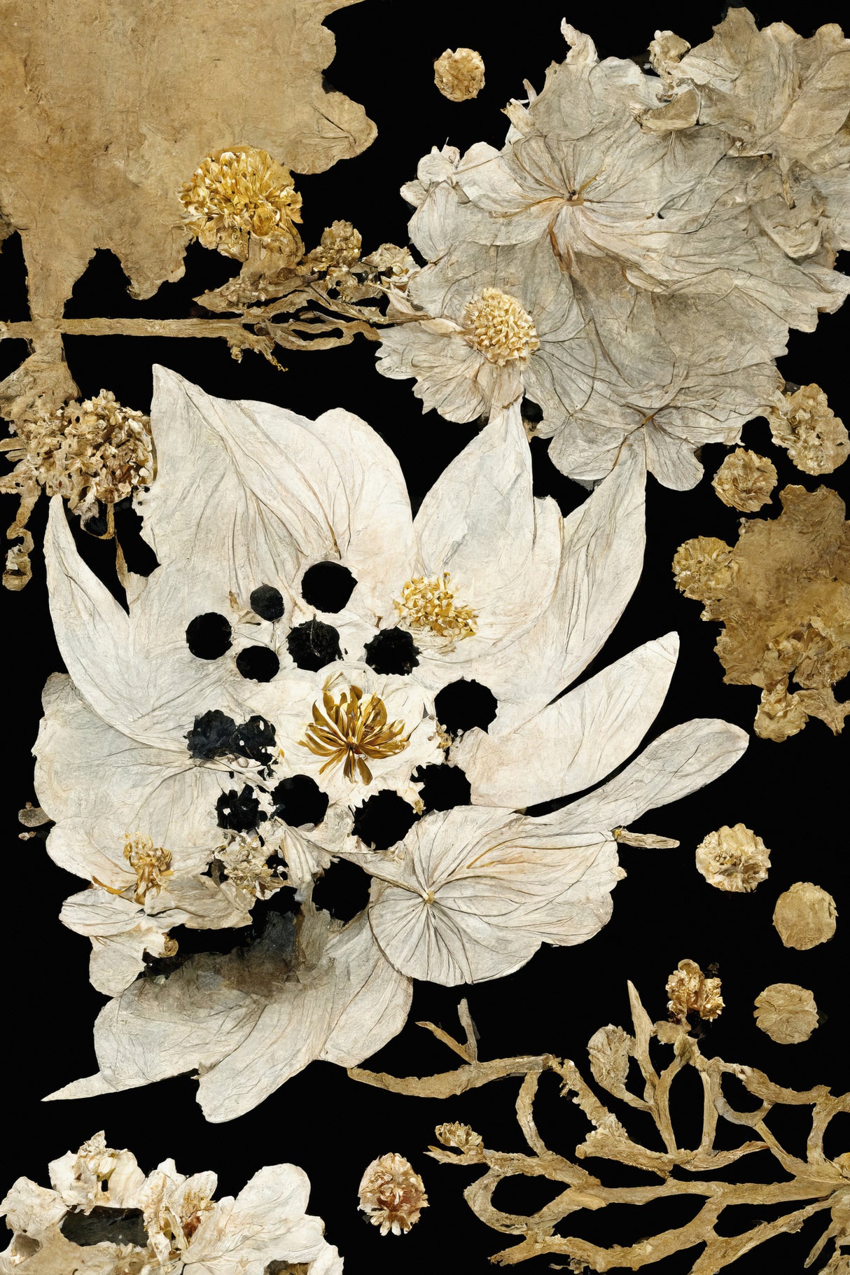 Beige Dry Flowers Poster och Canvastavla