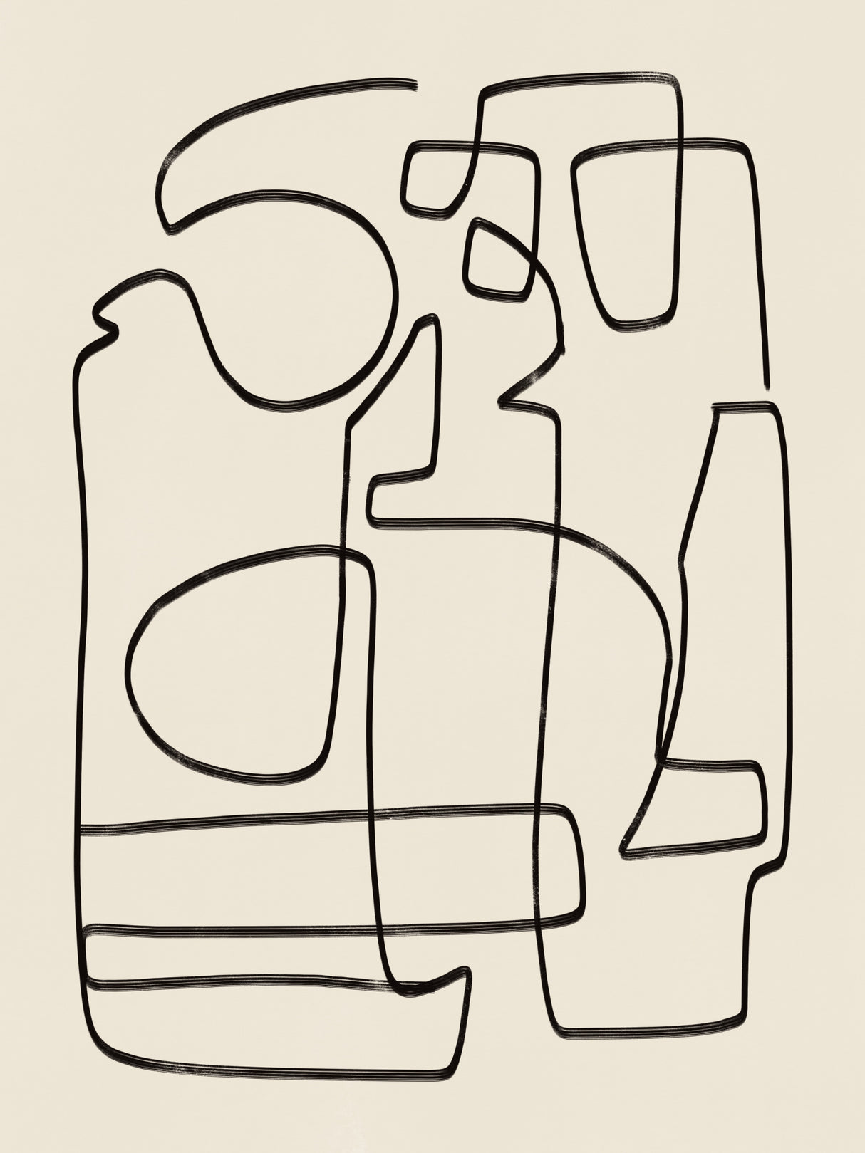 Warm Abstract Line Art Study Poster och Canvastavla