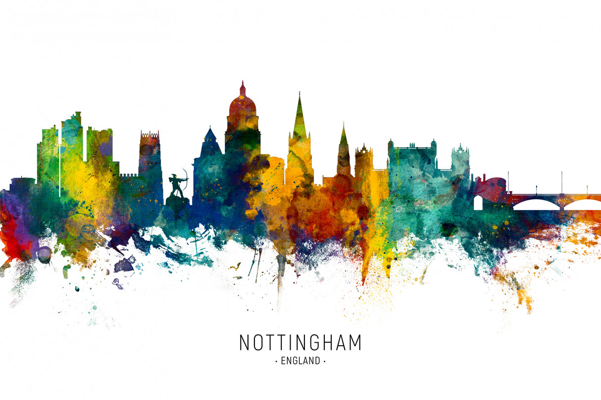 Nottingham England Skyline Poster och Canvastavla