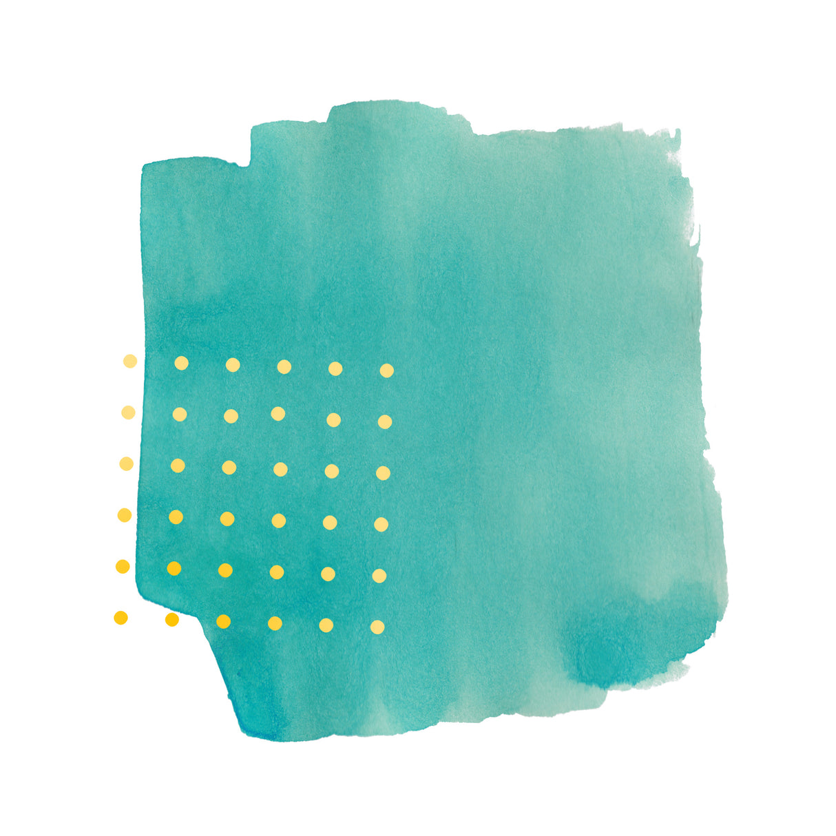 Abstract Teal Watercolor Brushstroke With Yellow Polka Dots Poster och Canvastavla