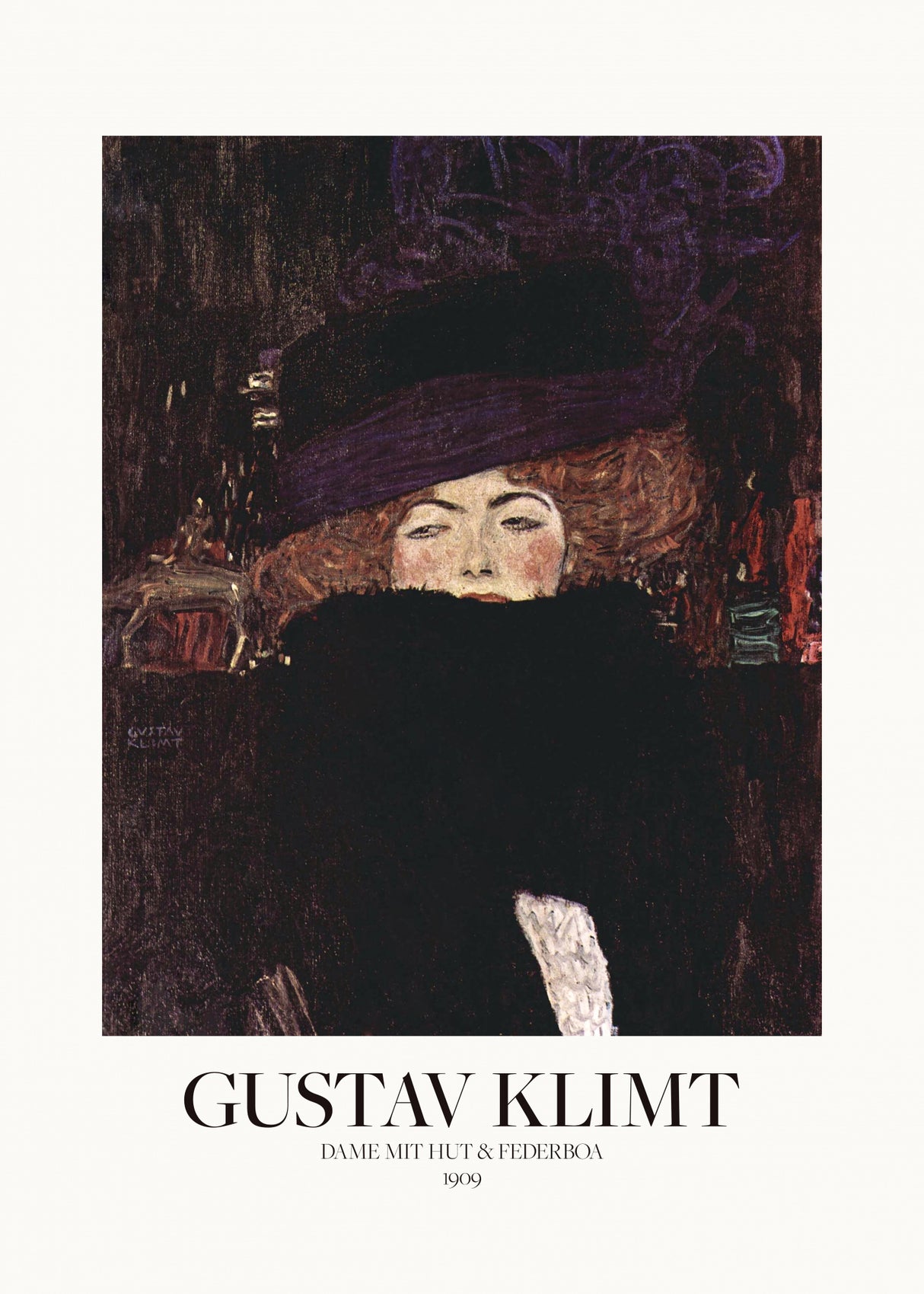 Dame Mit Hut Und Federboa (1909) Poster Poster och Canvastavla