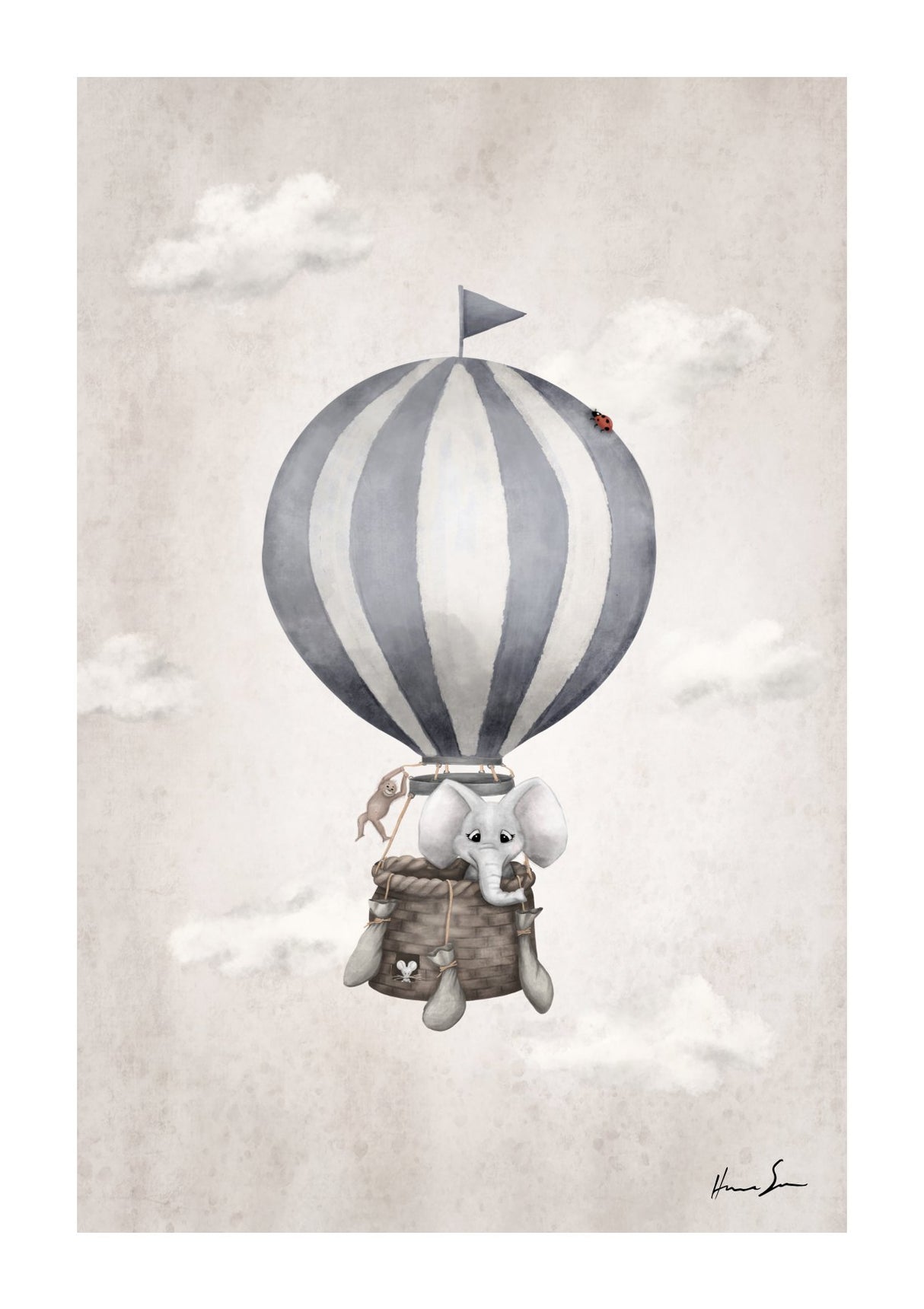 Luftballong Elefant Blå Vas och keramikposter