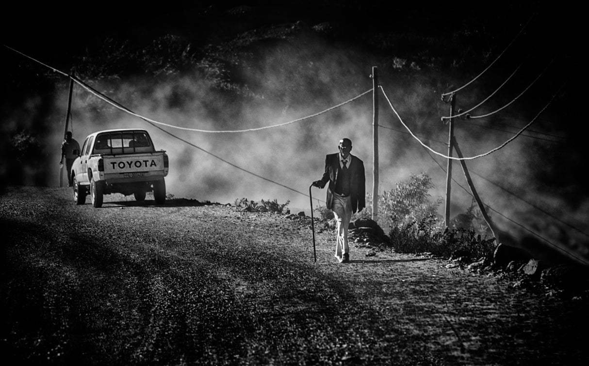 Elegant man with the stick Poster och Canvastavla