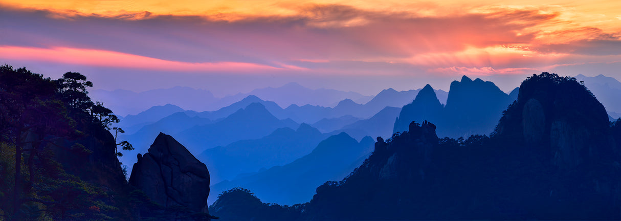 Sanqing Mountain Sunset Poster och Canvastavla