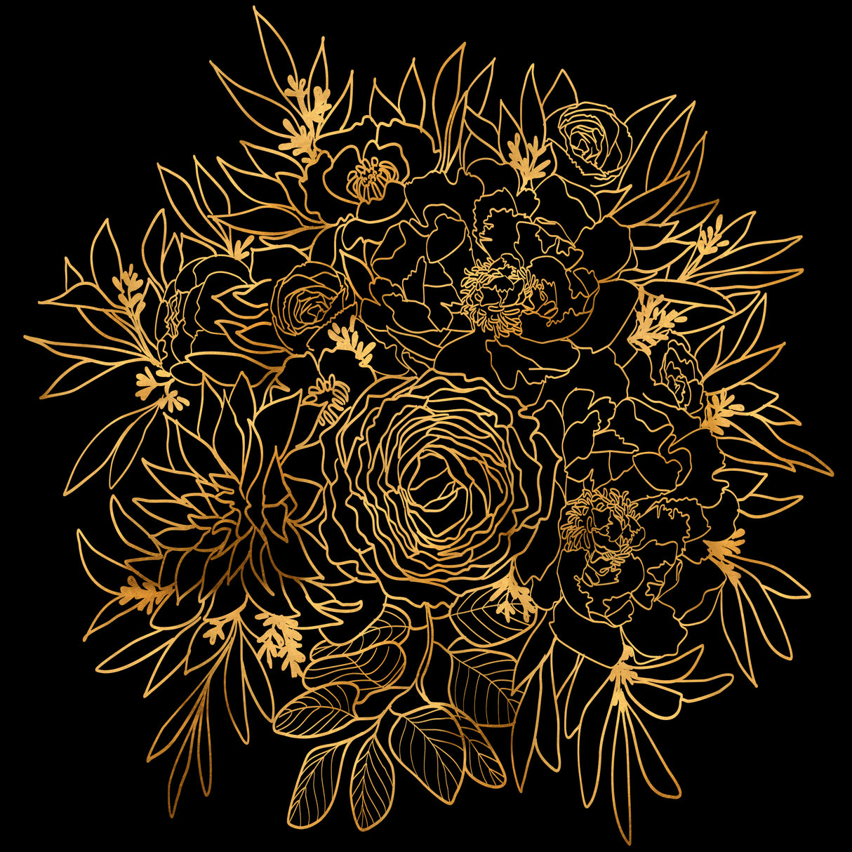 Nanette bouquet in gold and black Poster och Canvastavla