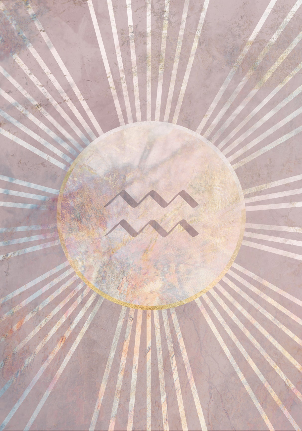 Aquarius Boho Star Sign Sun Poster och Canvastavla