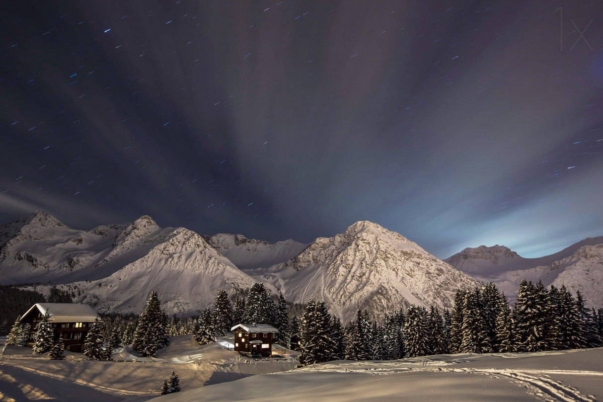 Winterevening in the mountains Poster och Canvastavla