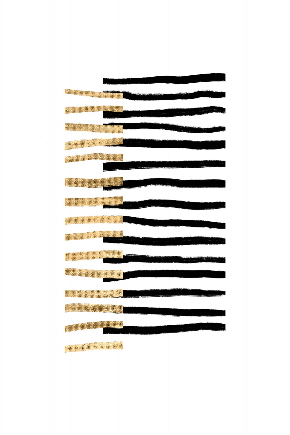 Gold on Black Lines Poster och Canvastavla
