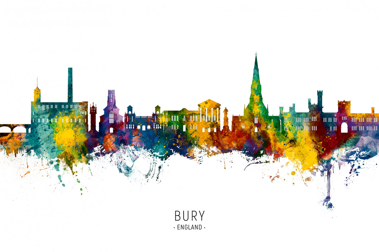Bury England Skyline Poster och Canvastavla