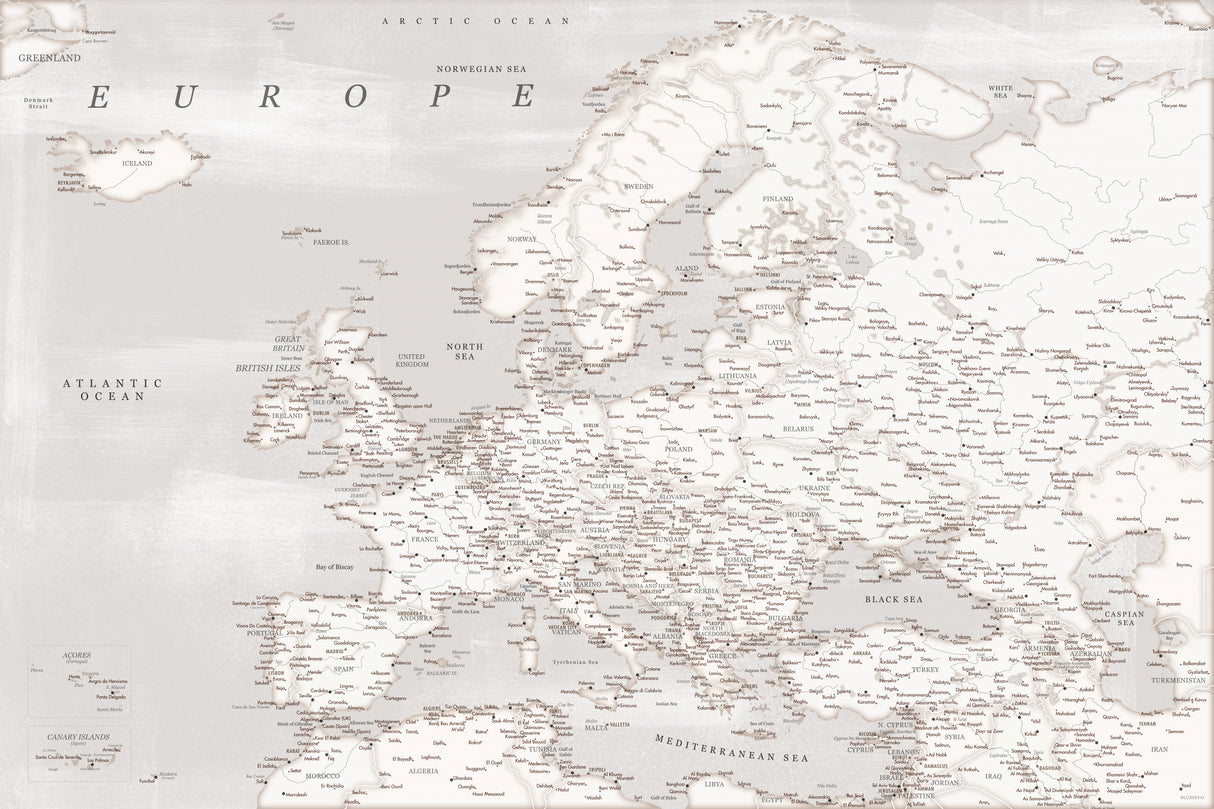 Lysander detailed map of Europe Poster och Canvastavla