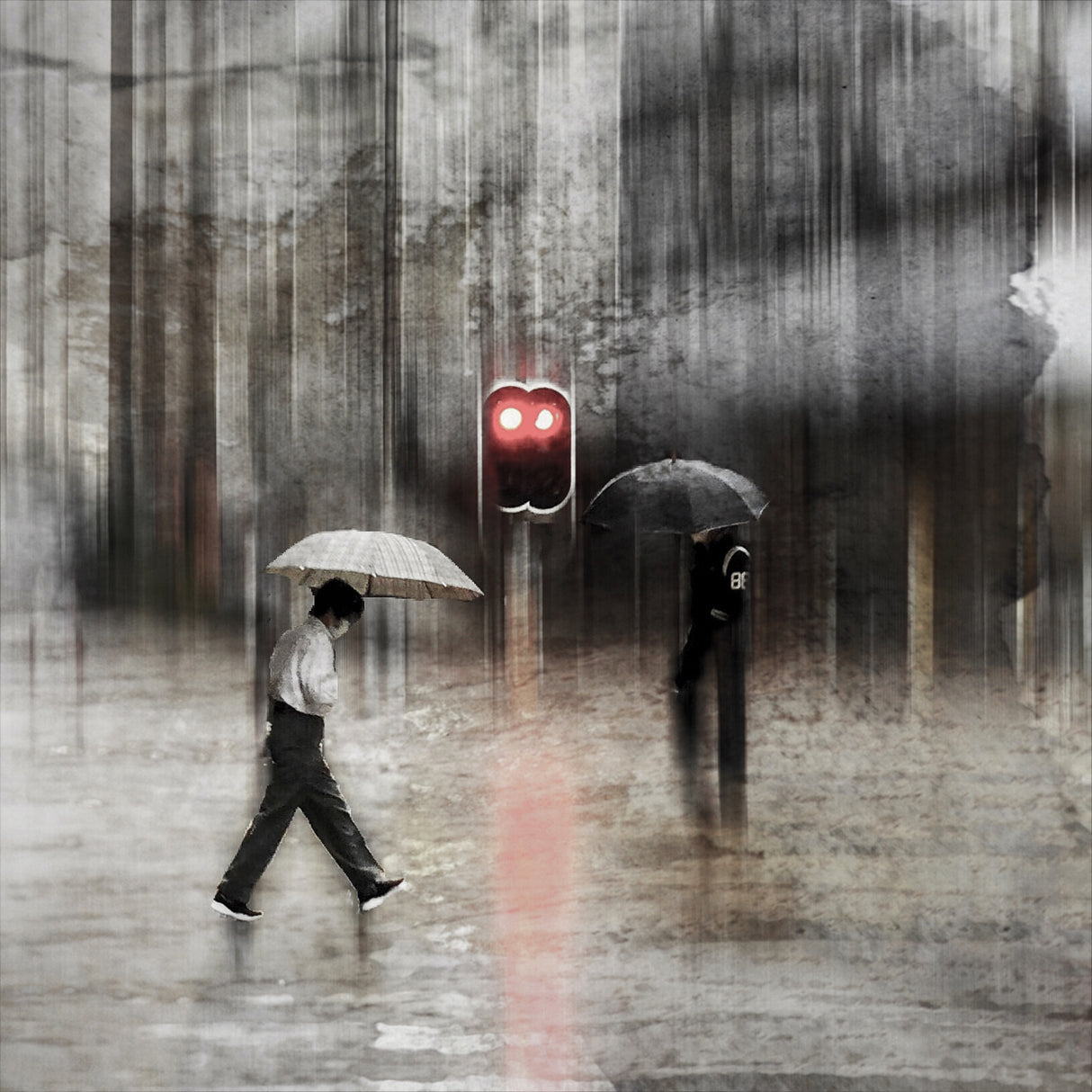 passerby in the rain Poster och Canvastavla