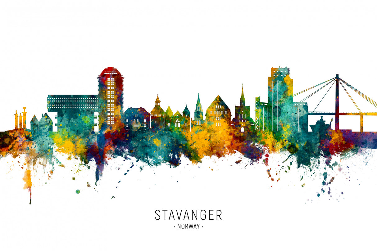 Stavanger Norway Skyline Poster och Canvastavla
