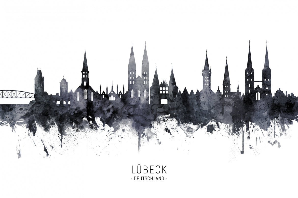 Lubeck Germany Skyline Poster och Canvastavla