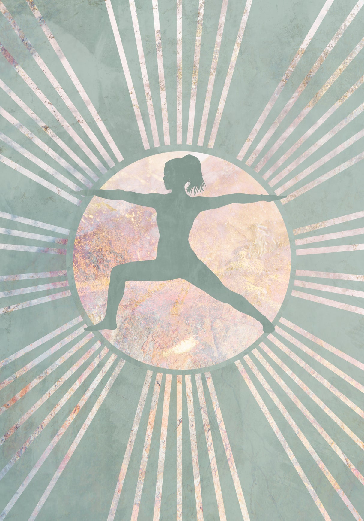 Yoga Boho Sun Green 2 Poster och Canvastavla