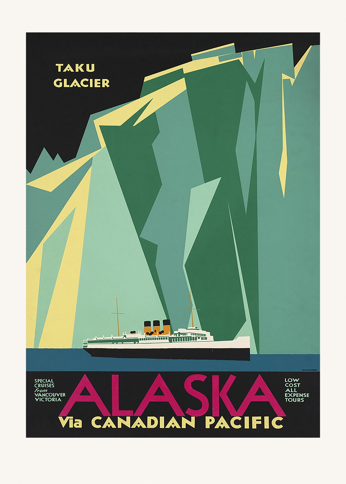 Alaska Via Canadian Pacific. Taku Glacier Poster och Canvastavla