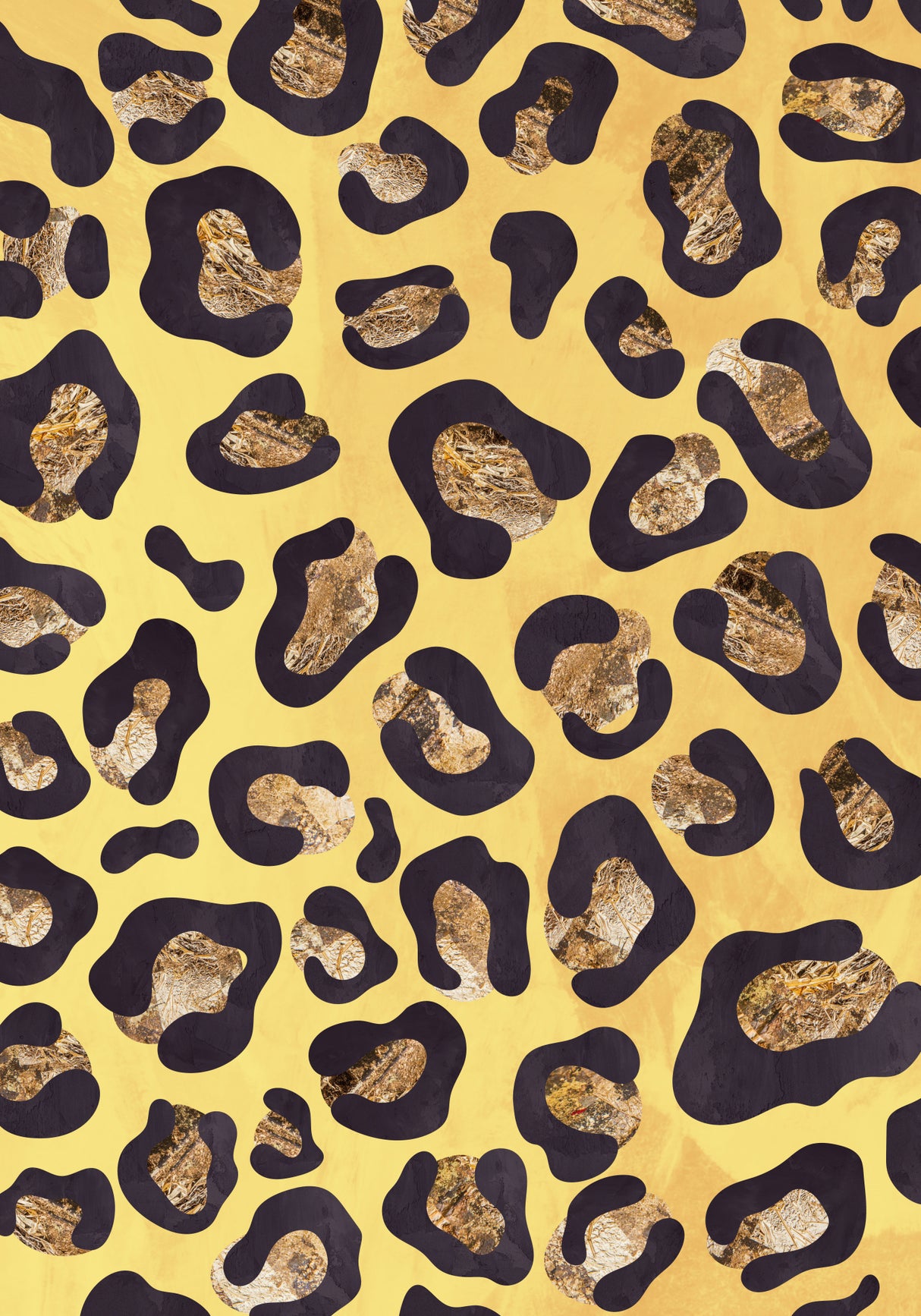Yellow orange leopard print gold Poster och Canvastavla