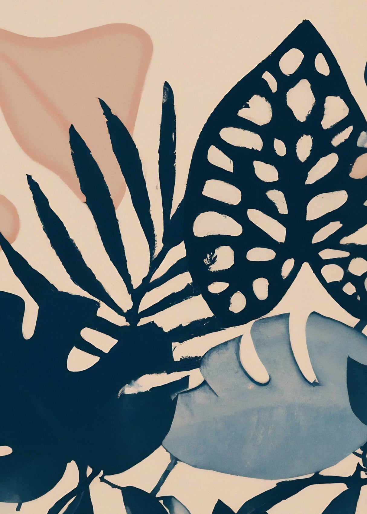 Powder Pink Leaves Poster och Canvastavla