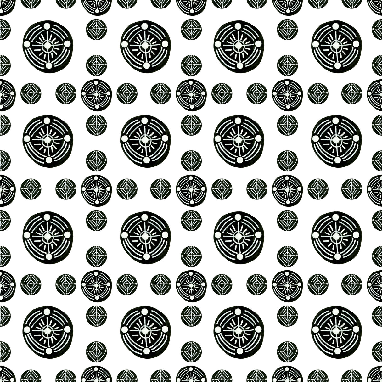 Black White Tribal Ethnic Circles Geometric Poster och Canvastavla