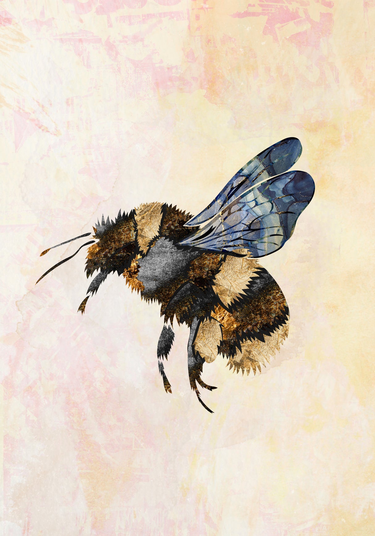 Grunge Watercolour Bee Poster och Canvastavla