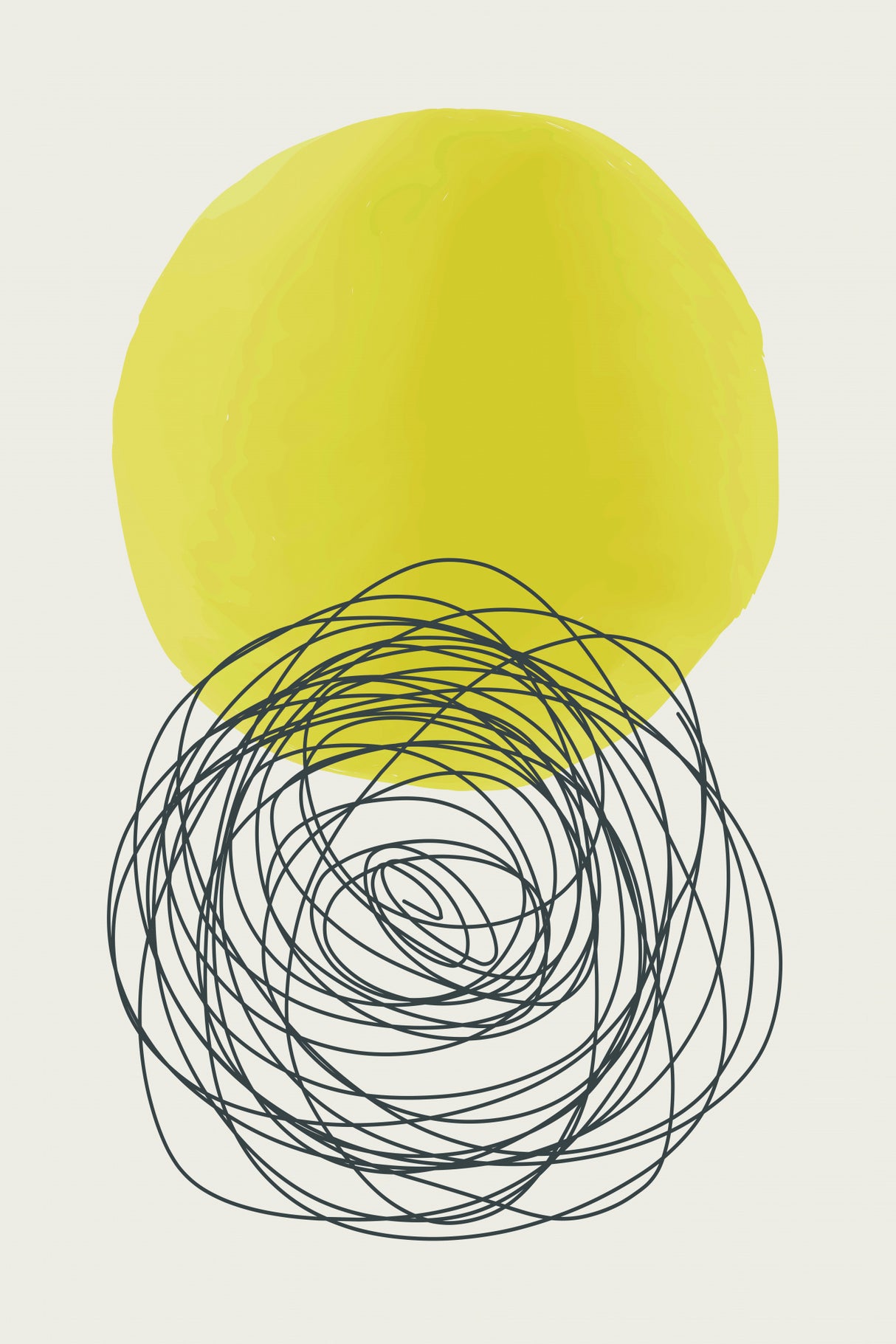 Yellow Watercolor Shapes Series #3 Poster och Canvastavla