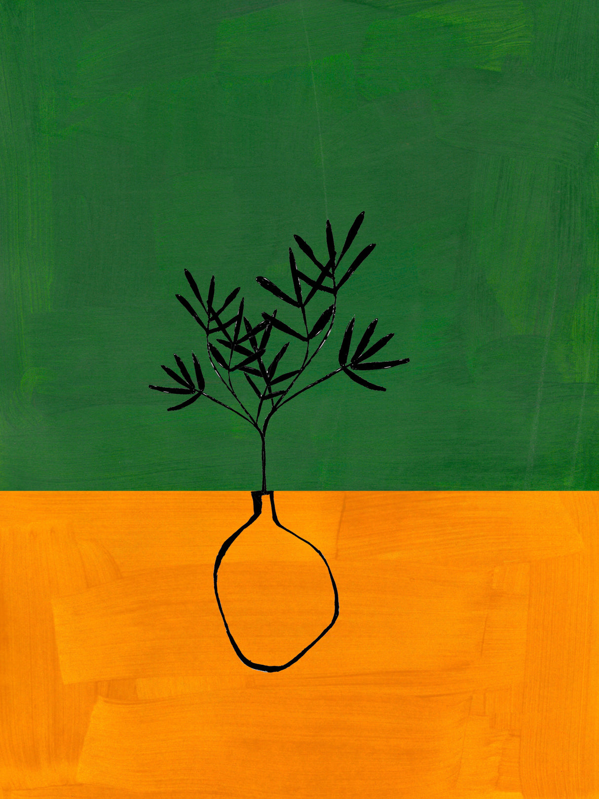 Hunter Green Gold Vase Poster och Canvastavla