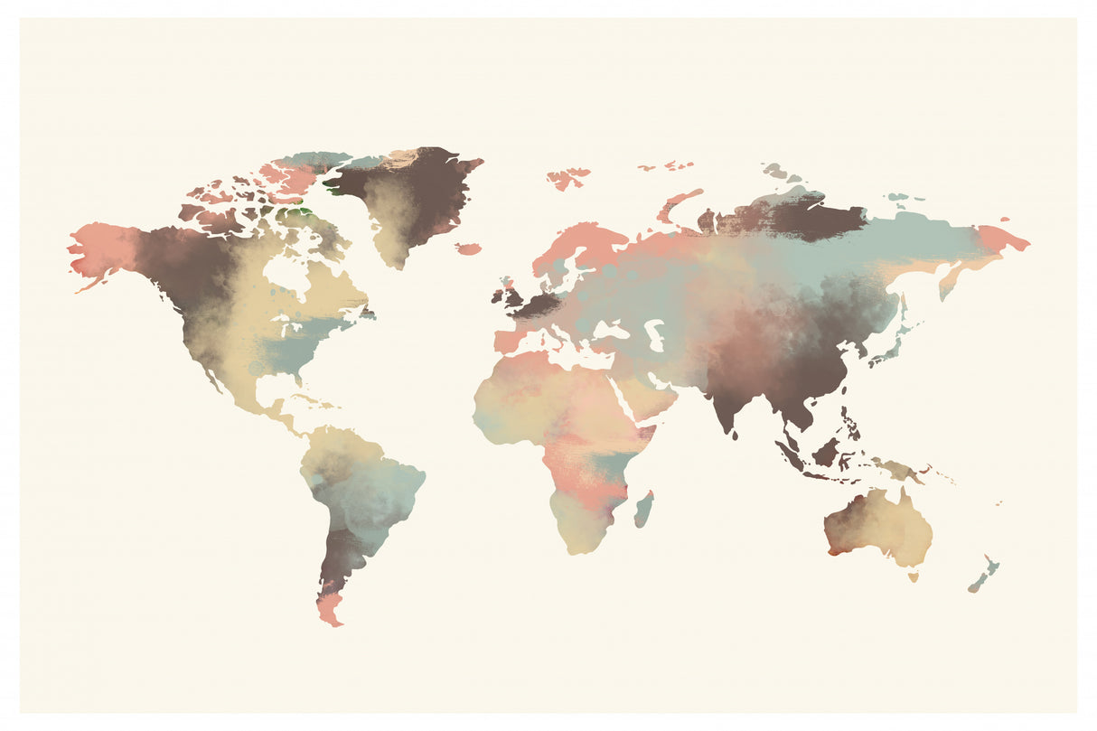 World Map Color Poster och Canvastavla