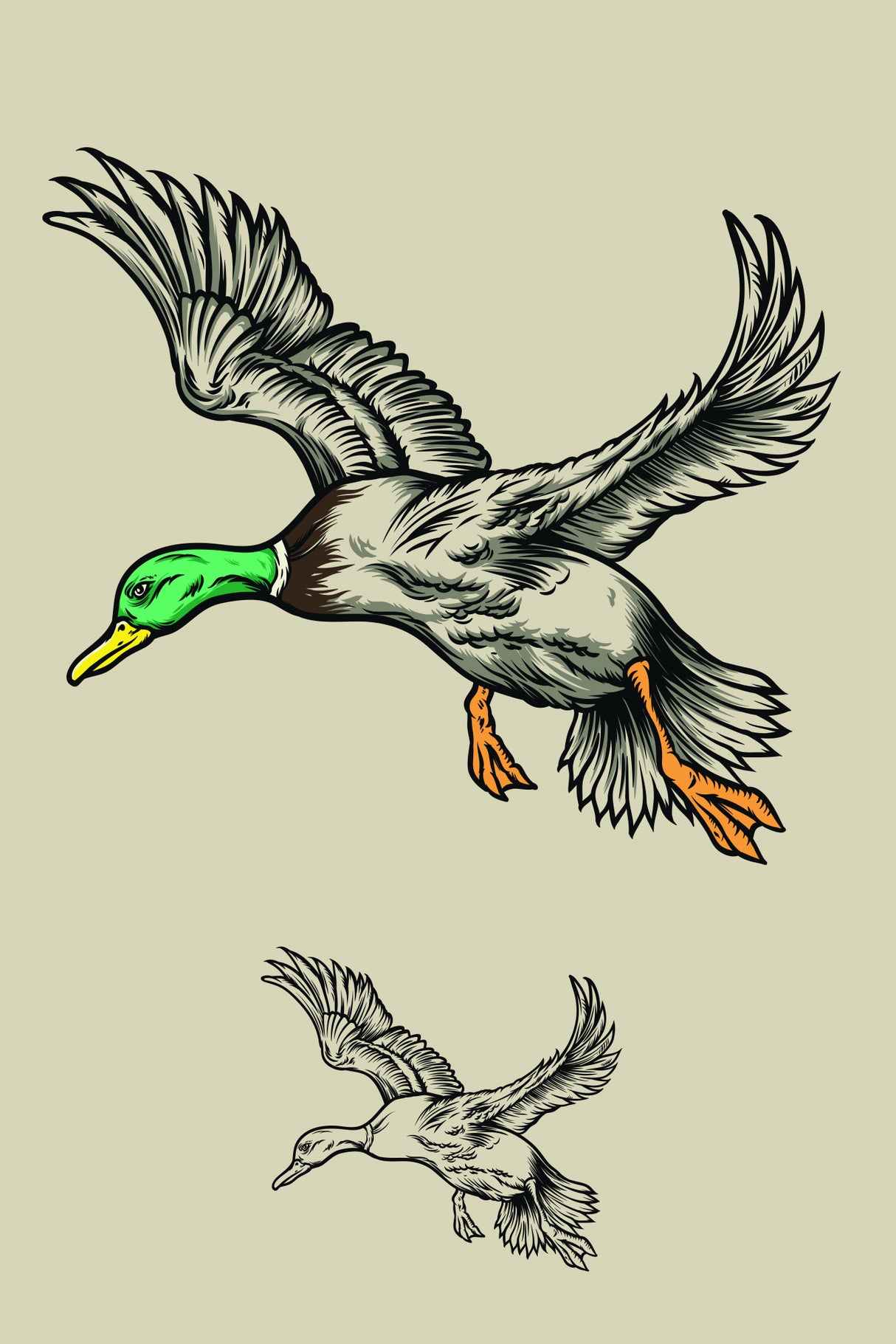 Flying Ducks Poster och Canvastavla