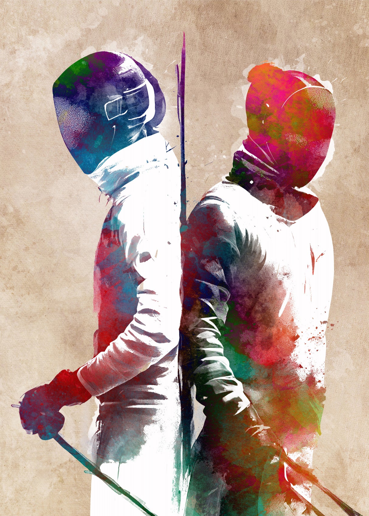 Fencing Sport Art 6 Poster och Canvastavla