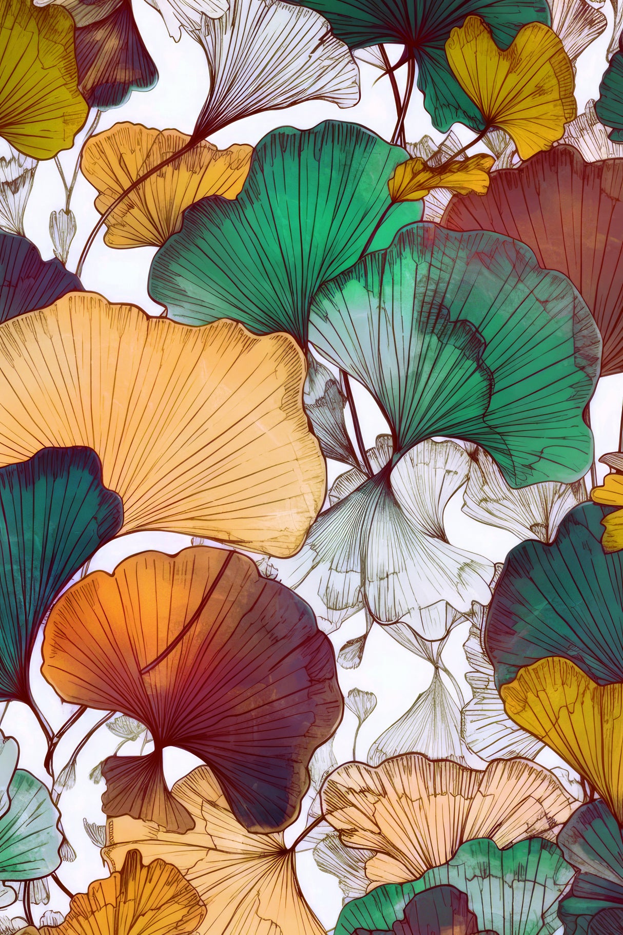 Ginko Biloba leaves 12 Poster och Canvastavla