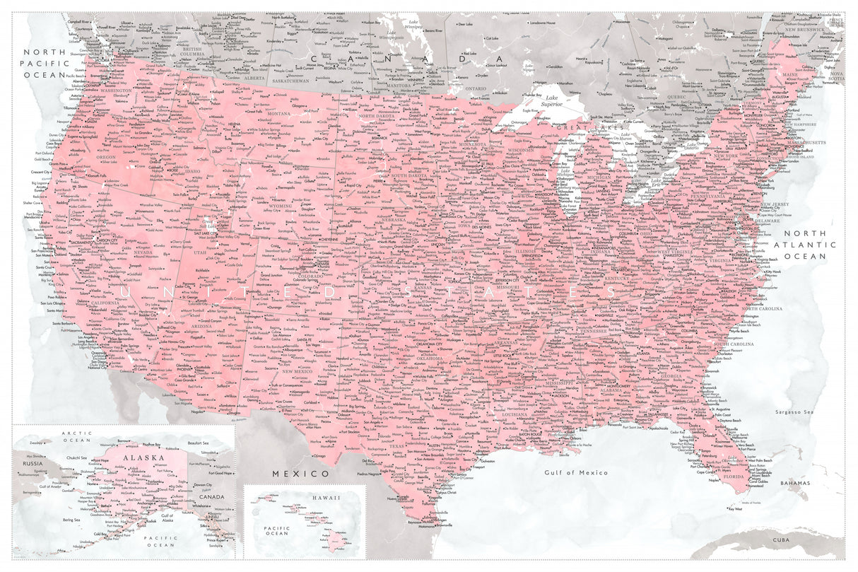 Highly detailed map of the United States, Gopi Poster och Canvastavla