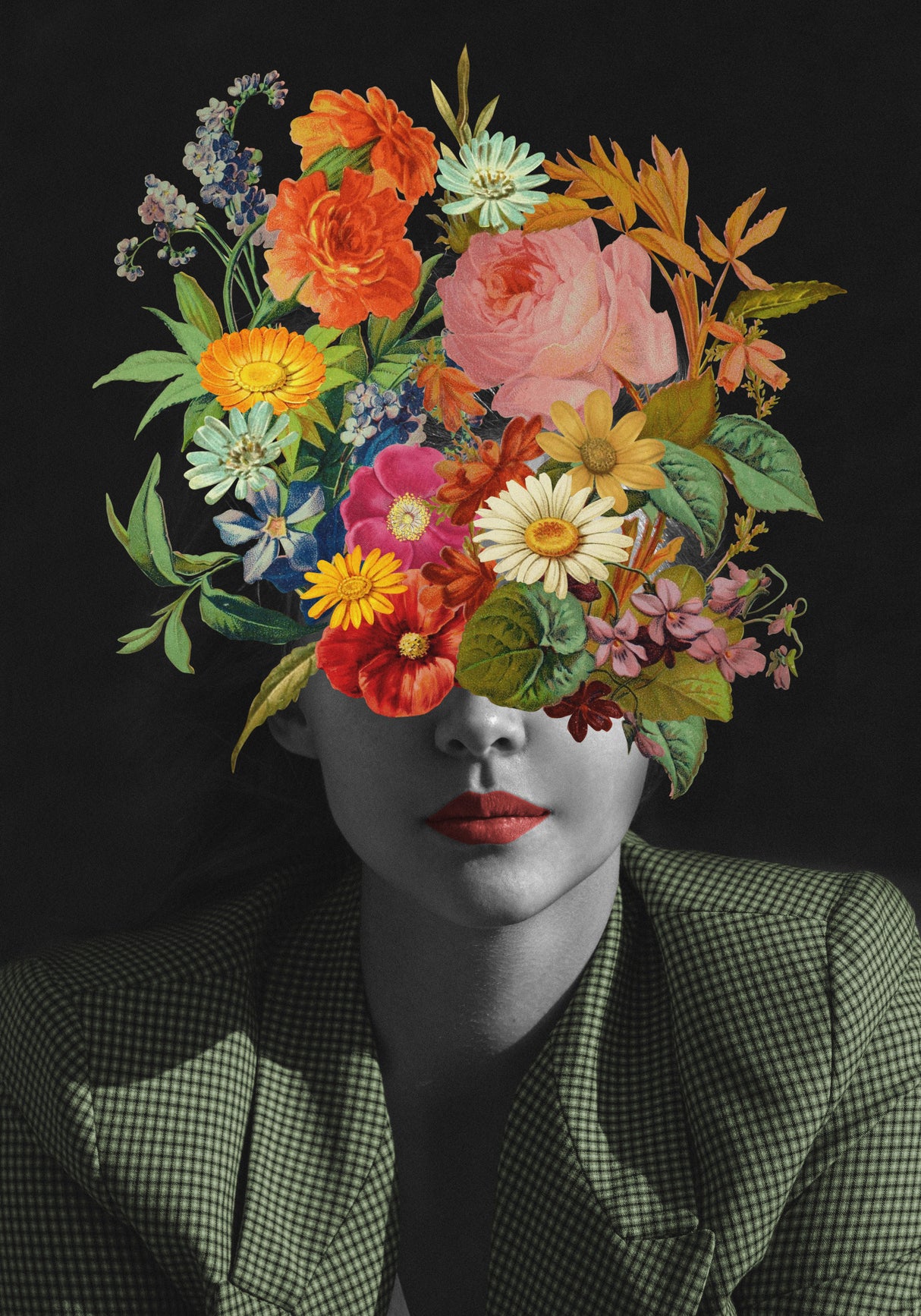 Green Vintage Bouquet Poster och Canvastavla