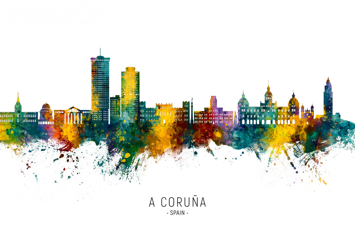A Coruña Spain Skyline Poster och Canvastavla