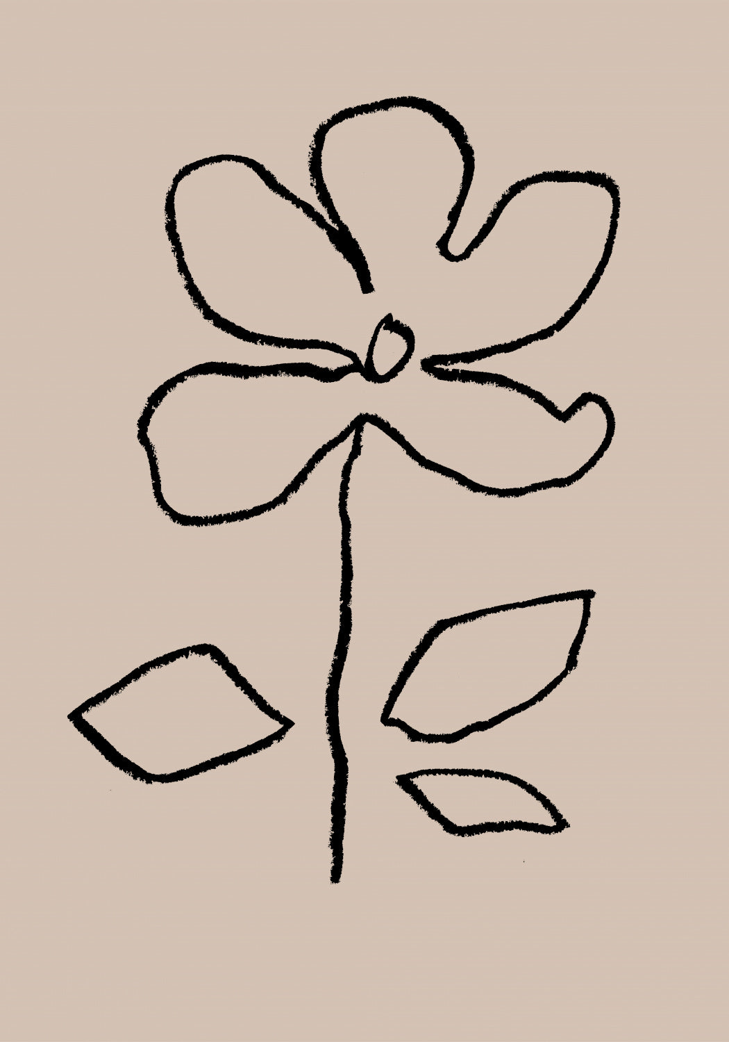Oil Pastel Flower Black Poster och Canvastavla