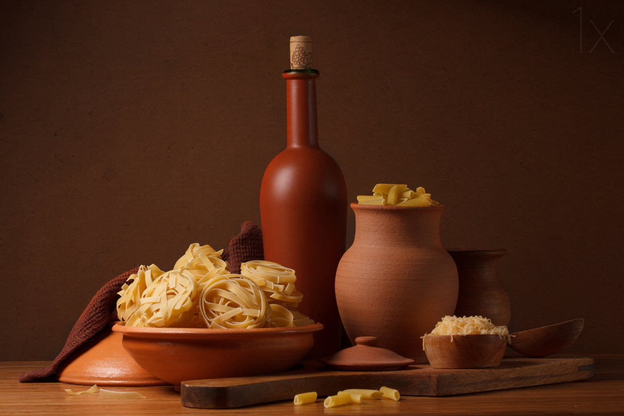 Still life with pasta and ceramic ware Poster och Canvastavla