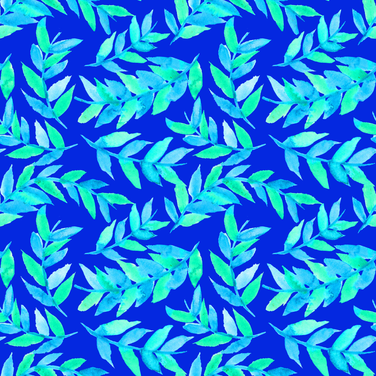 Turquoise On Blue Leaves Curved Poster och Canvastavla